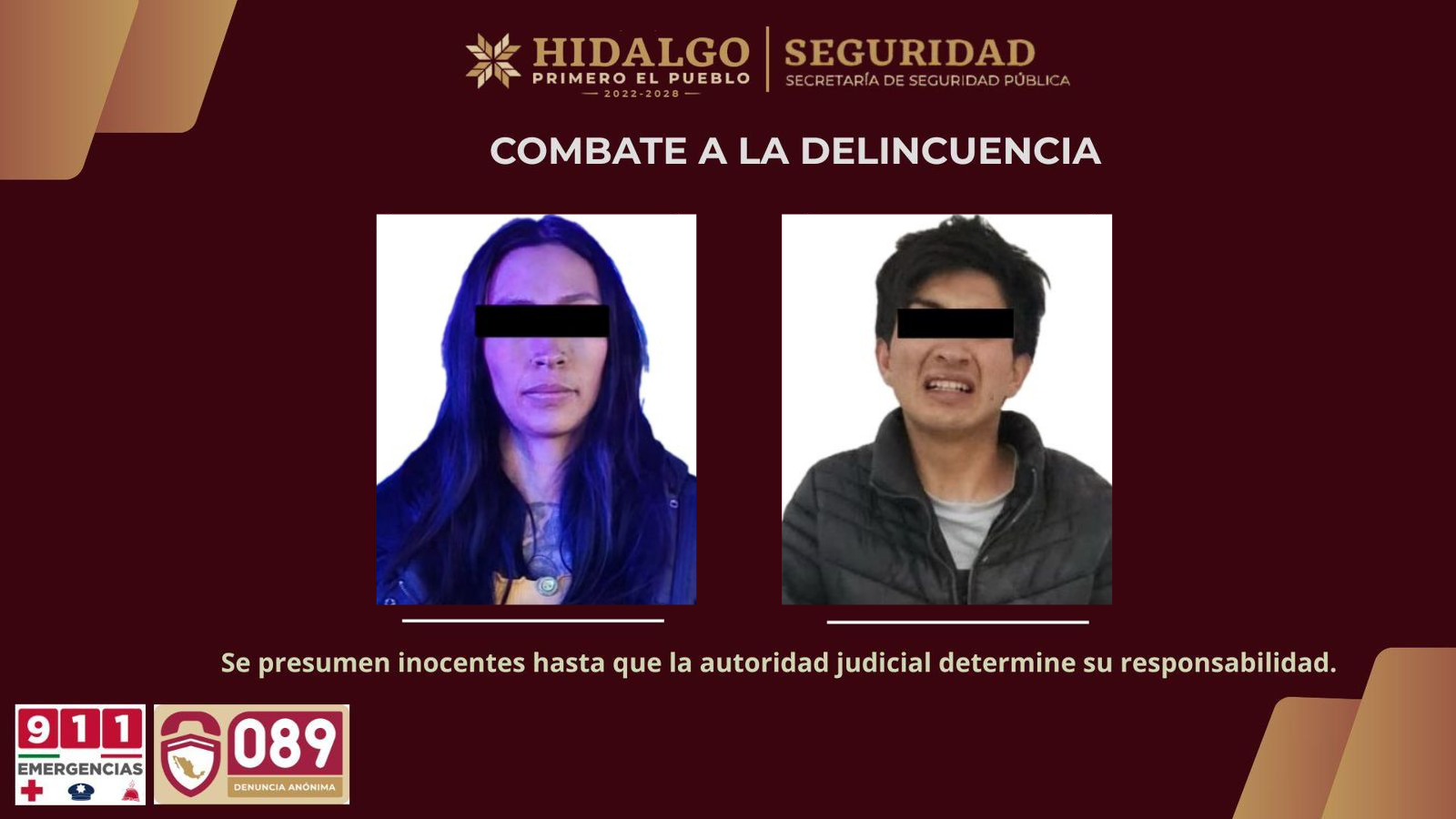 Cae pareja tras robo millonario en Mineral