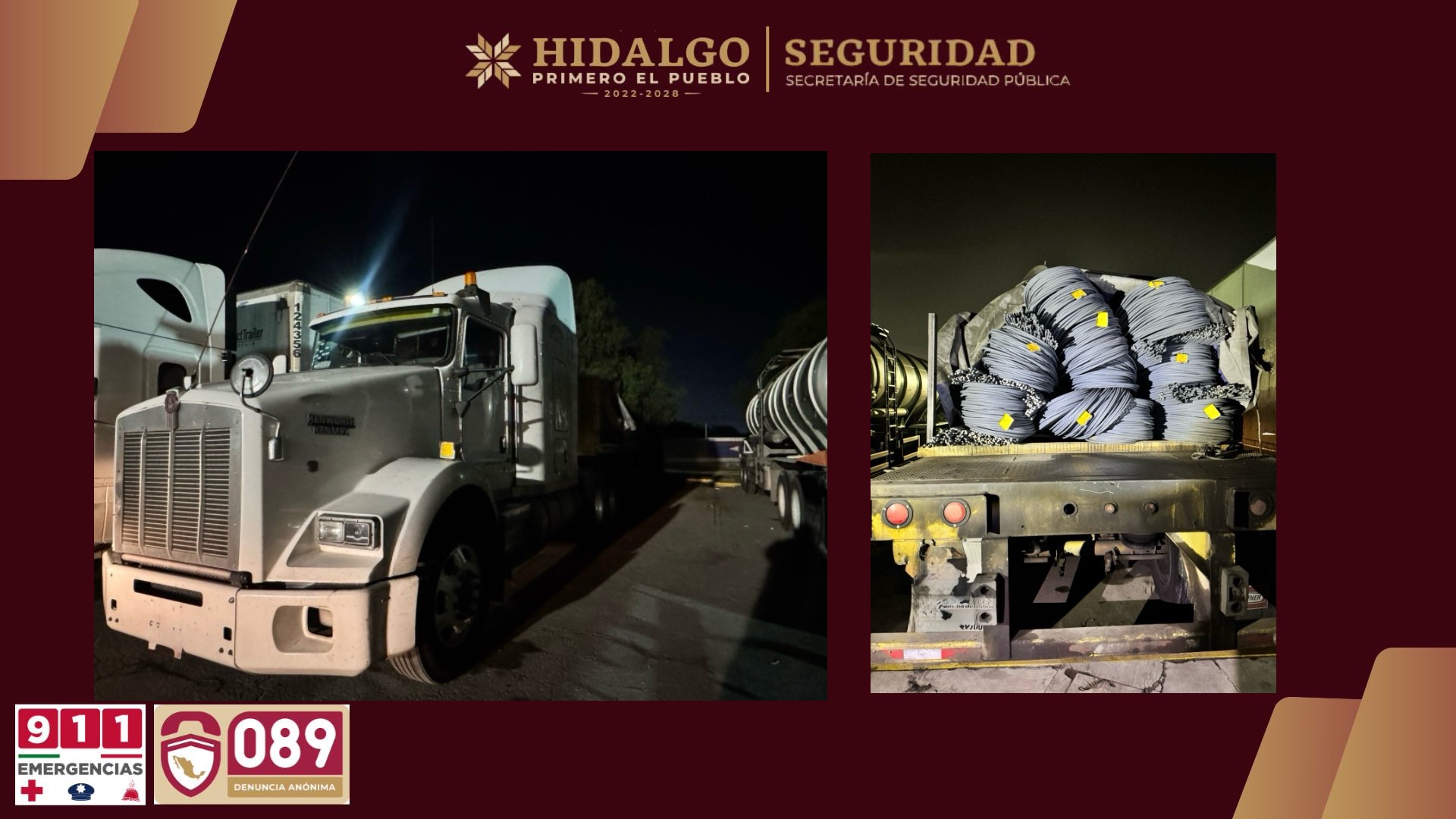 SSPH constante en el combate al robo de transporte de carga: recupera 35 toneladas de varilla en la México-Pachuca