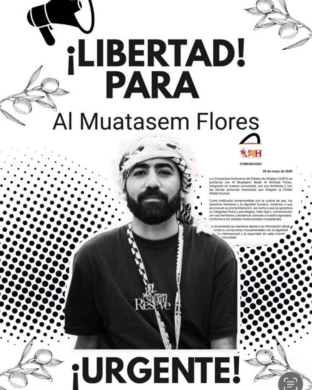 “No sabemos cómo está”: UAEH pide protección para estudiante hidalguense retenido en flotilla humanitaria
