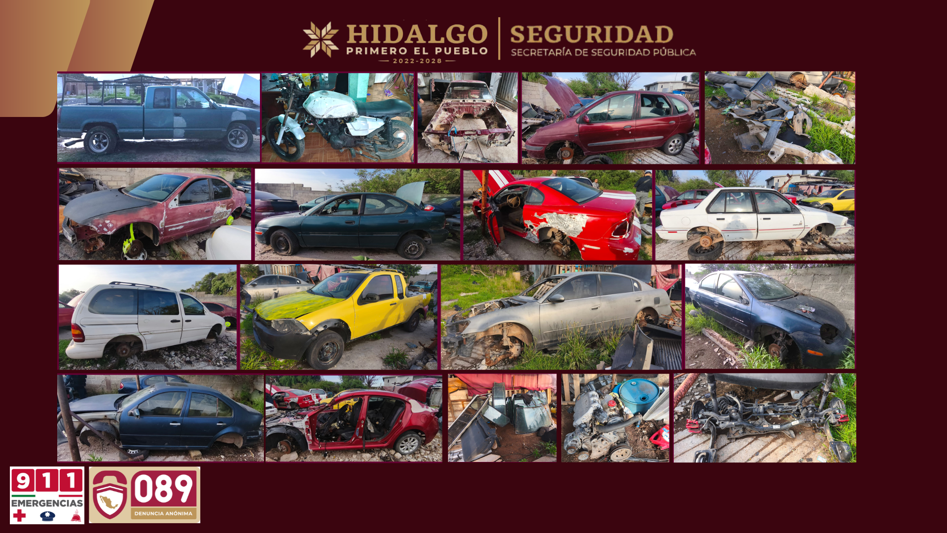 SSPH desmantela en Tulancingo almacén de vehículos robados